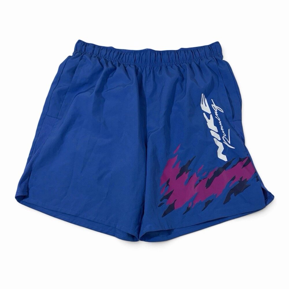 Nike Dri-FIT Running Shorts Men’s Medium Graphic Script Logo Lined Y2K Style